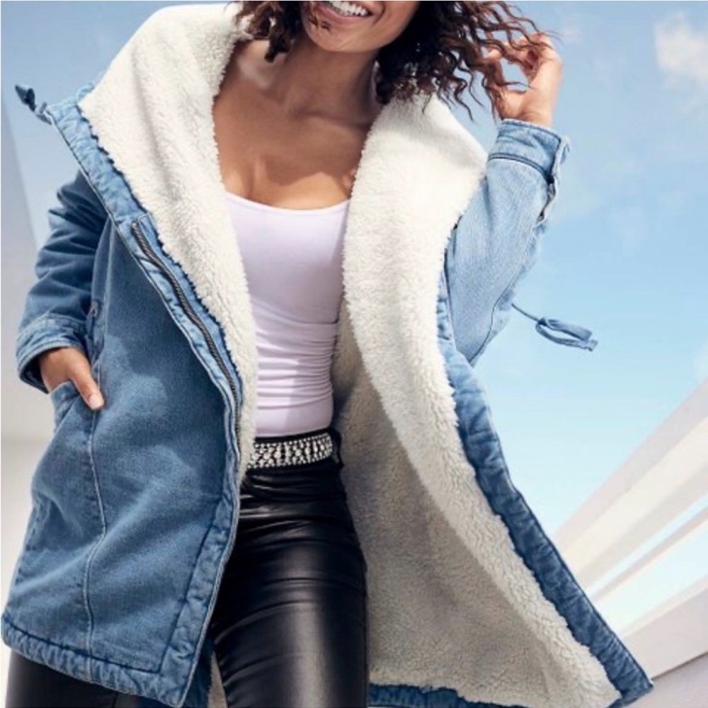 Venus Women's Denim Coat  with White Fleece Lining (10)